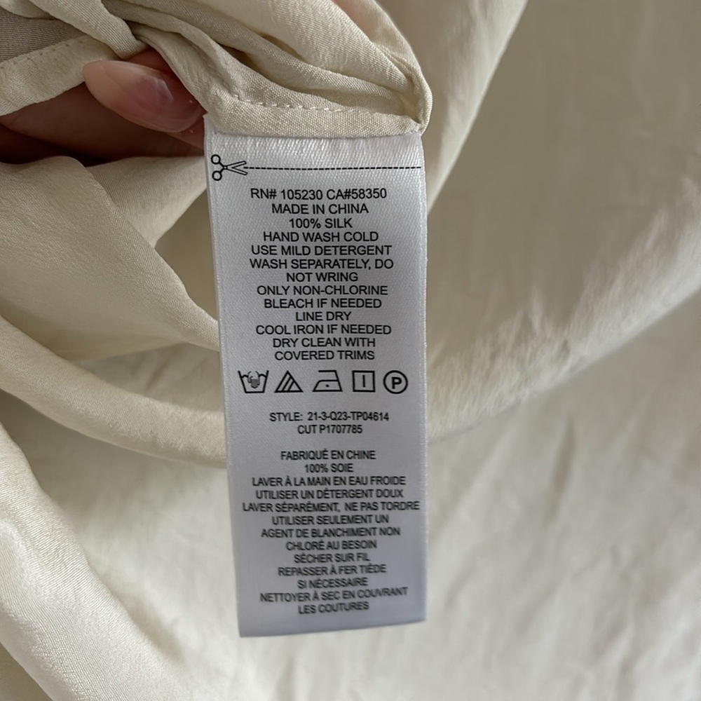 Equipment cream sheer long-sleeve 100% silk top - Picture 7 of 8
